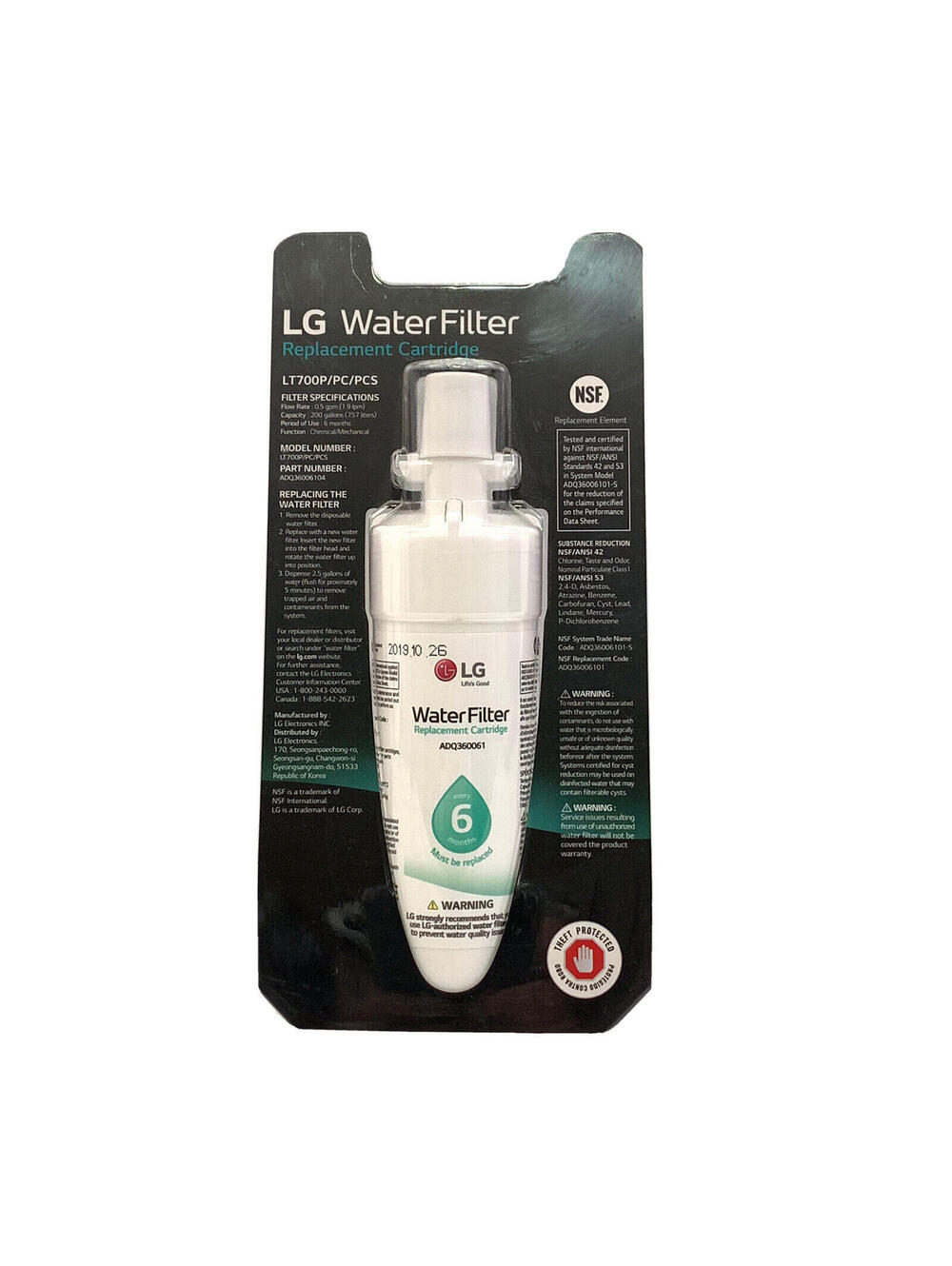 LG LT700P Water Filter - White